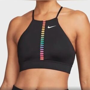 Nike Black Sports Bra with Multicolor Stripes